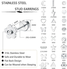 24 Paar Edelstahl Ohrstecker Set Damen Herren Tragus Helix