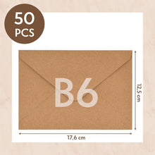 50 Stück Kraftpapier B6 Umschläge für Karten und Einladungen