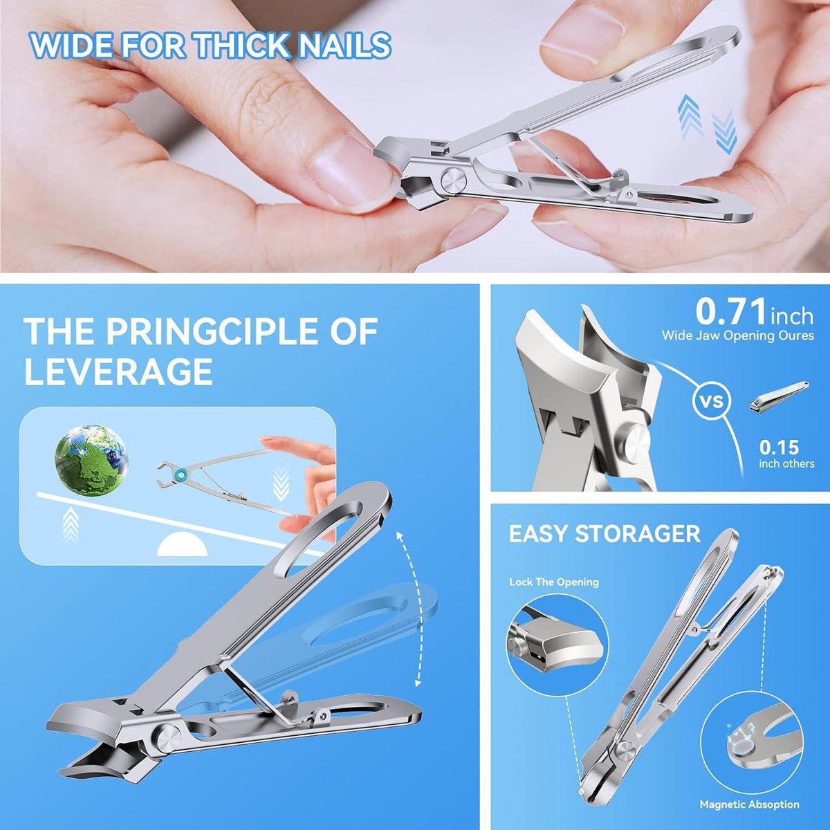 Professionelles Nagelschere Set für dicke und eingewachsene Nägel - 7-teilig