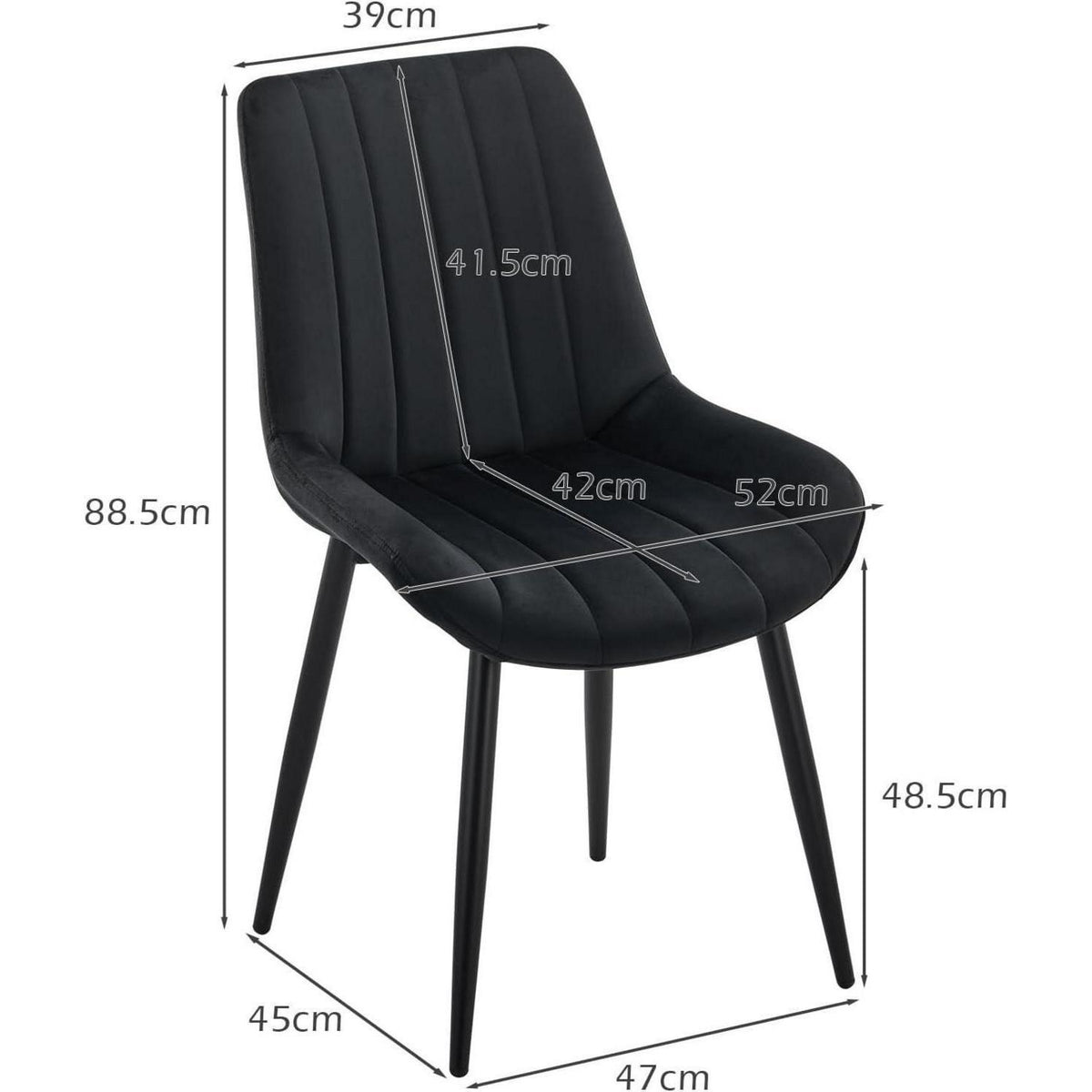 Samt Esszimmerstühle 4er Set – Moderne Sessel Schwarz