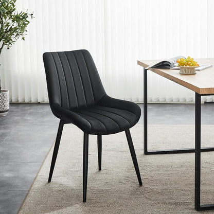 Samt Esszimmerstühle 2er Set – Moderne Sessel Schwarz
