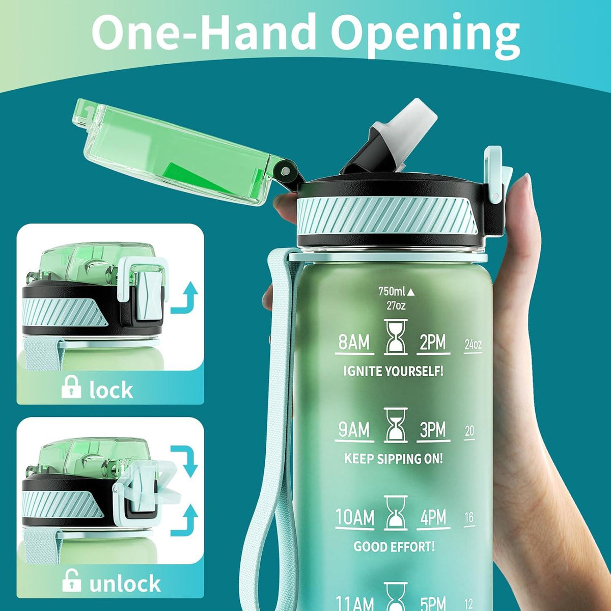 Trinkflasche 750ML BPA-frei Tritan Sport Auslaufsicher Mint Green