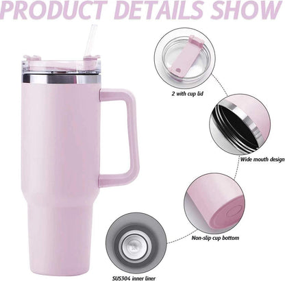 40 oz Thermobecher mit Strohhalm und Henkel - Purple