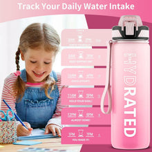 Trinkflasche 750ml BPA-frei mit Strohhalm und Zeitmarkierung