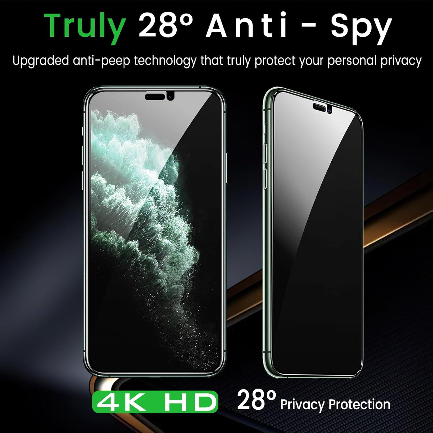 Sichtschutz Panzer Glasfolie für iPhone 11 Pro Max Xs Max 9H 2er Set