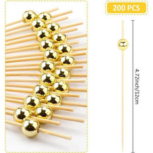 200 Cocktailspieße mit Goldperlen – Fingerfood Spieße für Party & Bar