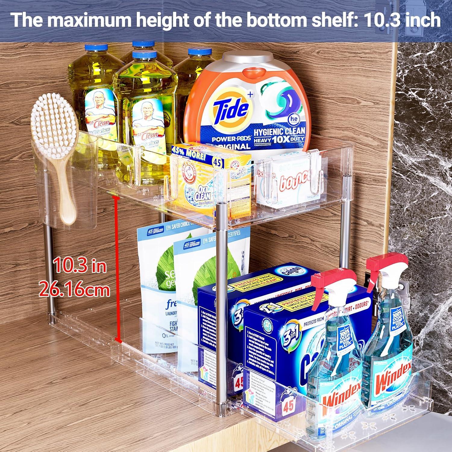 Puricon 2er-Set Unter-Regal mit 2 Etagen & Haken - Platzsparendes Küchen- und Badezimmerorganizer