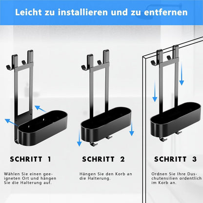 Duschablage zum Hängen ohne Bohren, Edelstahl, Schwarz