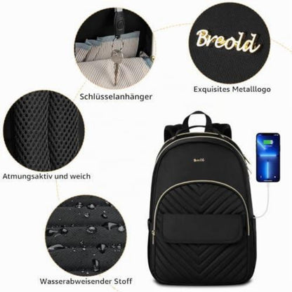 Laptop Rucksack Damen 17,3 Zoll – Anti-Diebstahl & USB Ladeanschluss