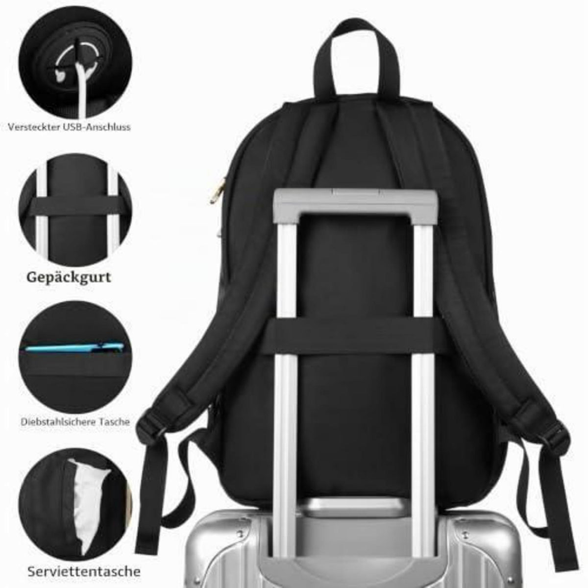 Laptop Rucksack Damen 17,3 Zoll – Anti-Diebstahl & USB Ladeanschluss