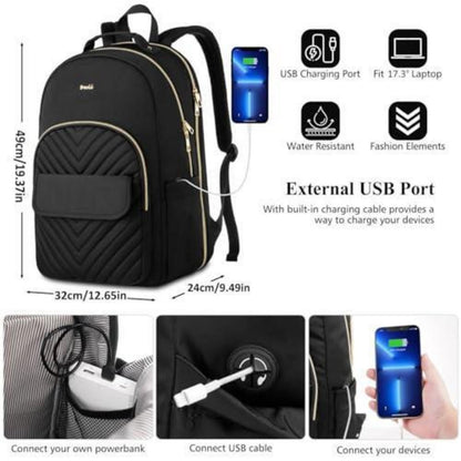 Laptop Rucksack Damen 17,3 Zoll – Anti-Diebstahl & USB Ladeanschluss