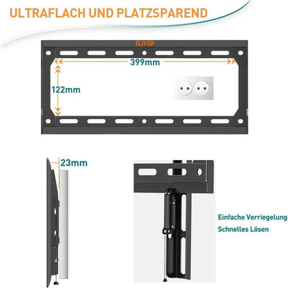 TV Wandhalterung 26-60 Zoll Flach und Curved Fernseher VESA