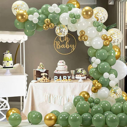 50 Stück Luftballons Geburtstag Party Dekoration 12 Zoll - Grün Weiß Gold
