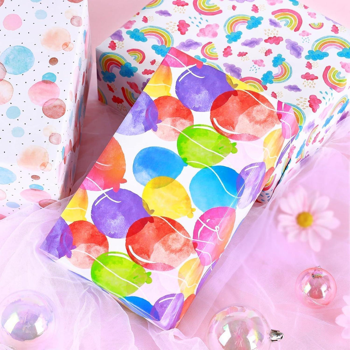 Geschenkpapier Kinder Tiere, 5 Blätter, 70x50cm für Geburtstag