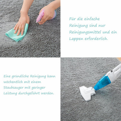 Weicher Zottelteppich Flauschiger Flächenteppich 60x90cm Hellgrau