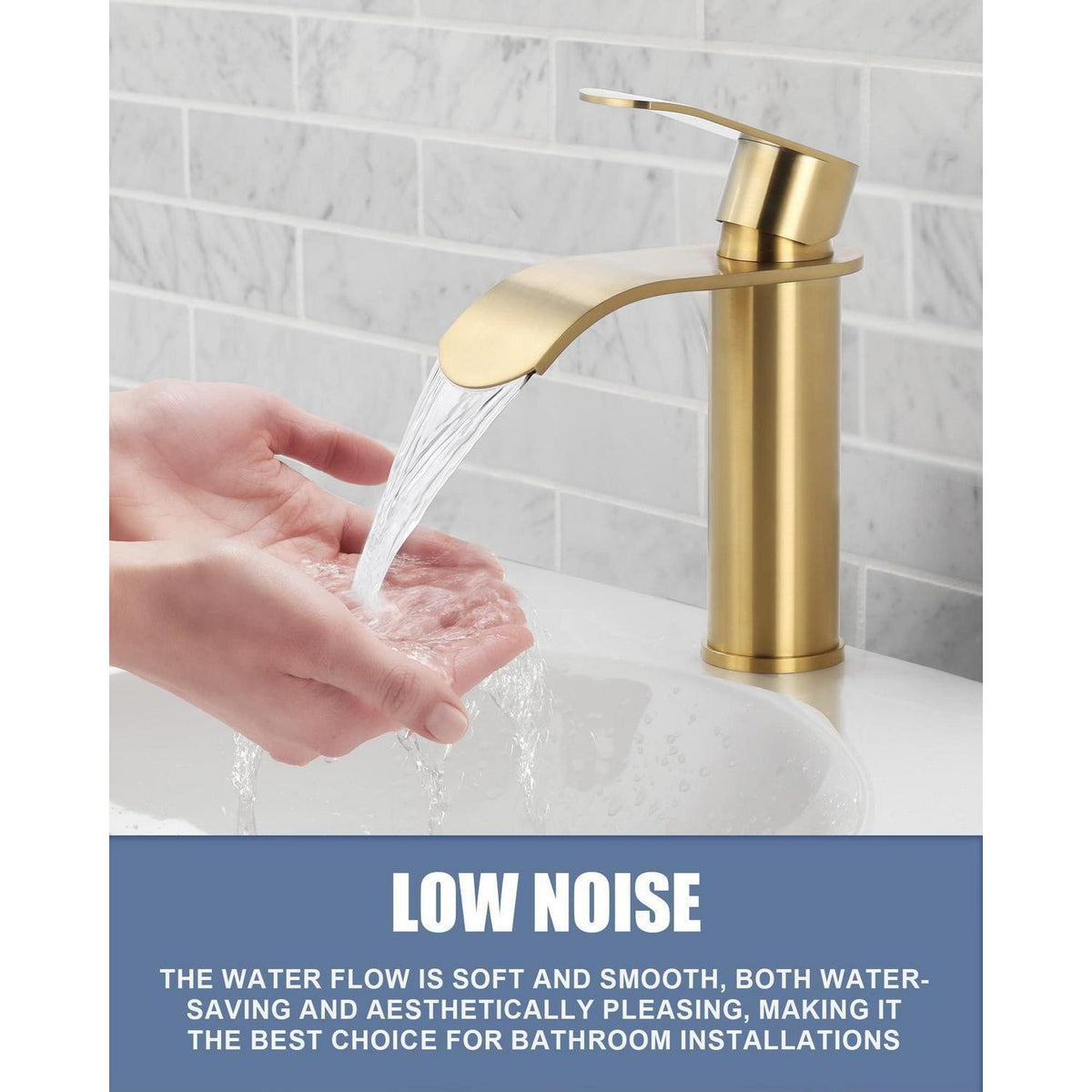 Wasserhahn Bad mit Wasserfall-Auslauf, Goldfarben