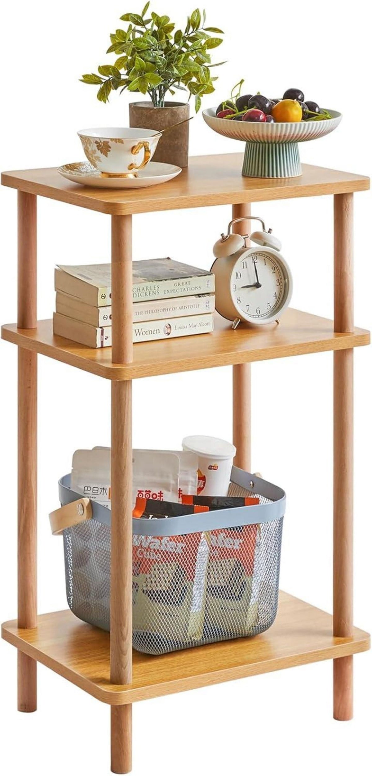 Holz Beistelltisch mit 3 Ebenen 39x29x68.5cm Couchtisch Sofatisch