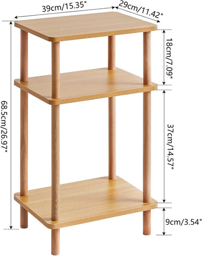 Holz Beistelltisch mit 3 Ebenen 39x29x68.5cm Couchtisch Sofatisch