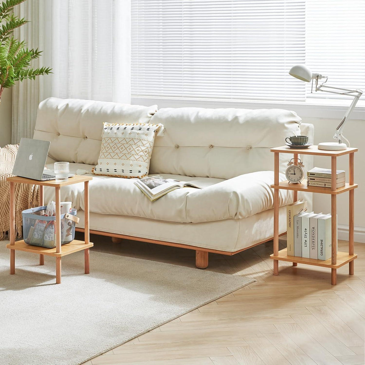 Holz Beistelltisch 3 Ebenen 39x29x68.5cm Wohnzimmer Schlafzimmer