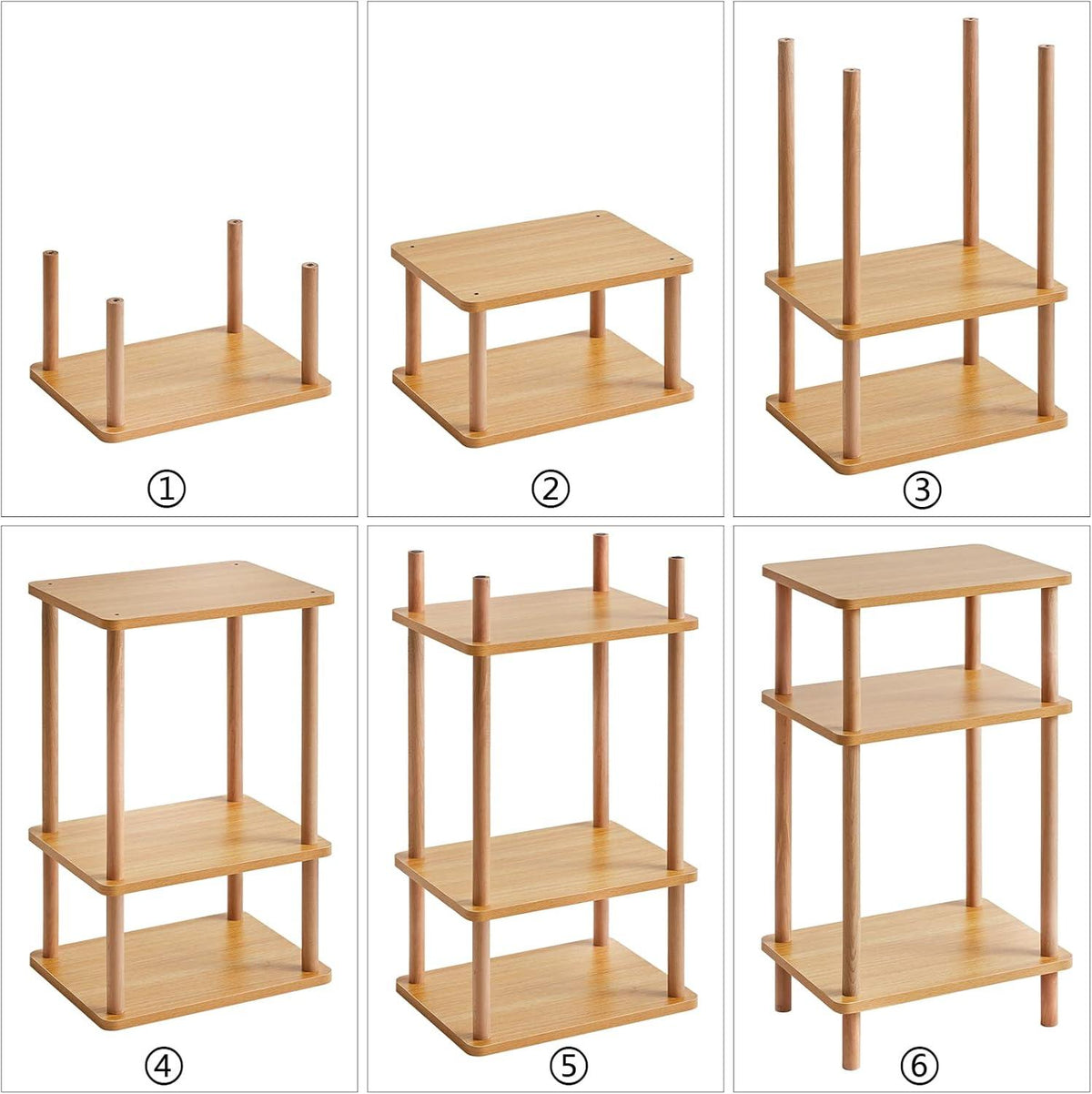 IBUYKE Holz Beistelltisch Modernes Design 3 Ebenen Natürlich 39x29x68.5cm