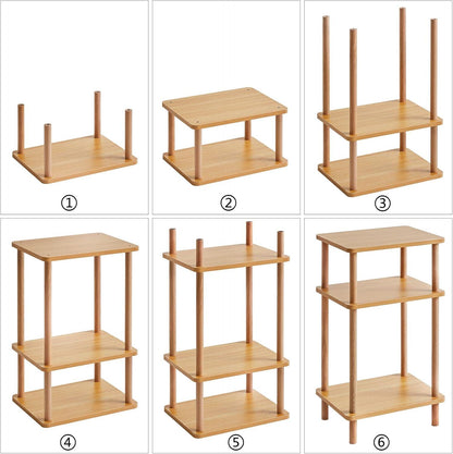 IBUYKE Holz Beistelltisch Modernes Design 3 Ebenen Natürlich 39x29x68.5cm