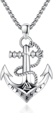 Wikinger Anker Halskette 925 Sterling Silber Valknut Anhänger