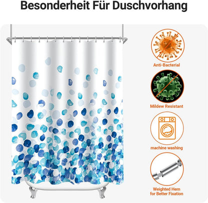 Duschvorhang Blaue Blütenblätter 280x200cm Wasserdicht Polyester
