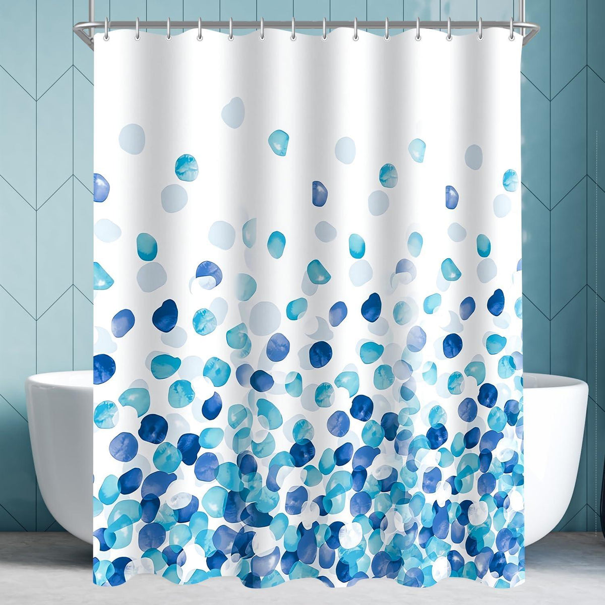 Duschvorhang Blaue Blüten Antischimmel Textil 300x200cm