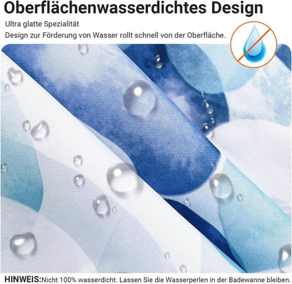 Duschvorhang Blau Blüten 300x200cm Wasserabweisend Waschbar