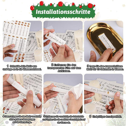 Kerzentattoos Weihnachten Happy New Year DIY Geschenk 6er Set
