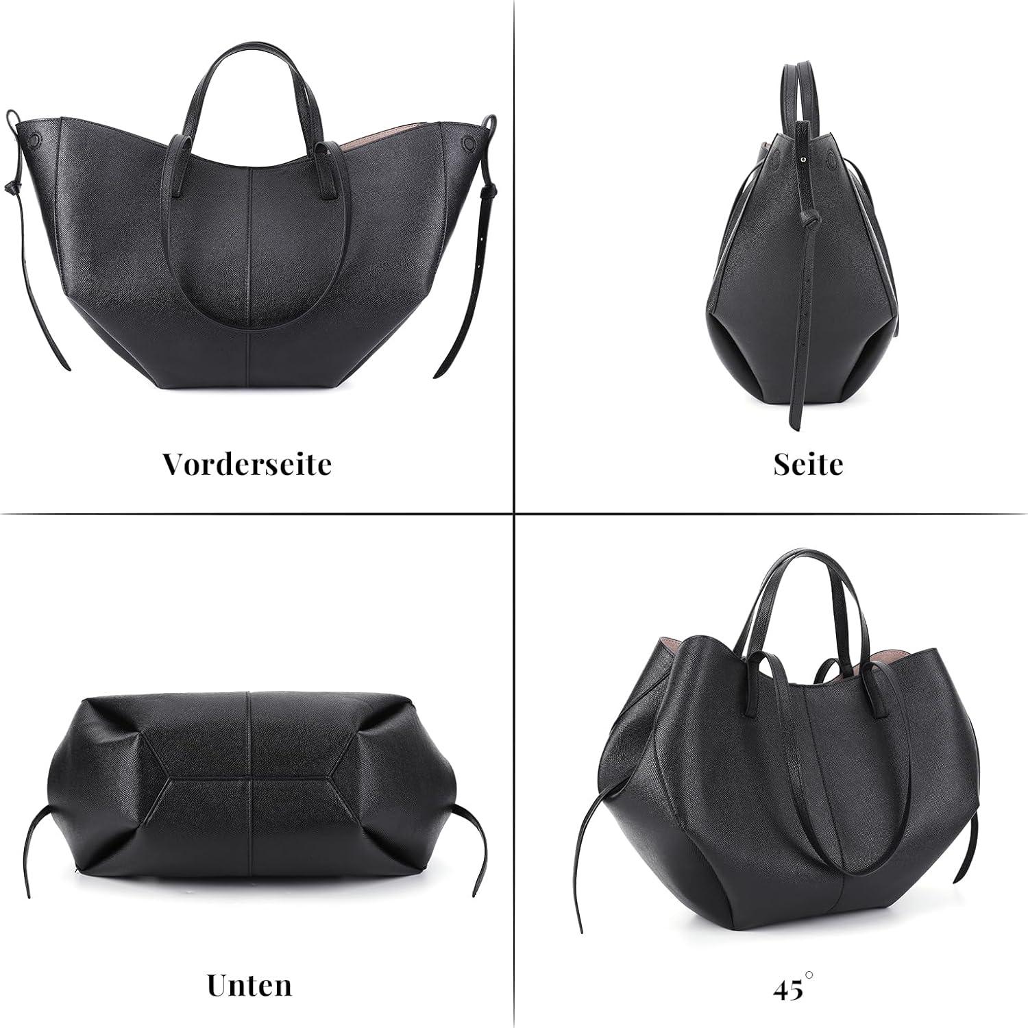 Kunstleder Tote Bag Damen Schultertasche Groß Handtasche Beuteltasche