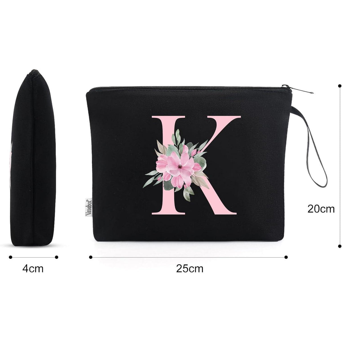 Personalisierte Kosmetiktasche mit Initialen, Schwarz