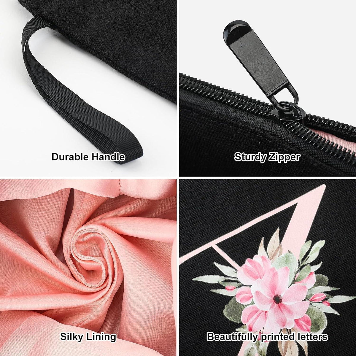 Personalisierte Kosmetiktasche mit Initialen, Schwarz