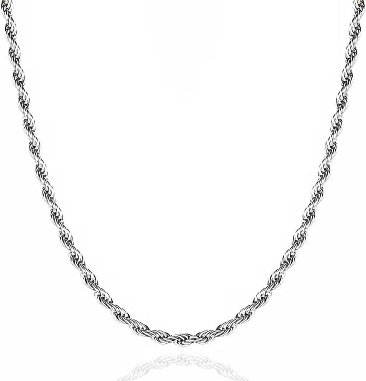 Verdrehte Edelstahl Halskette Silber Seilkette 6mm 66cm