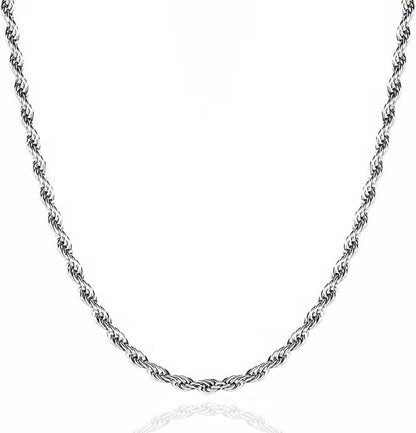 Verdrehte Edelstahl Halskette Silber Seilkette 6mm 66cm