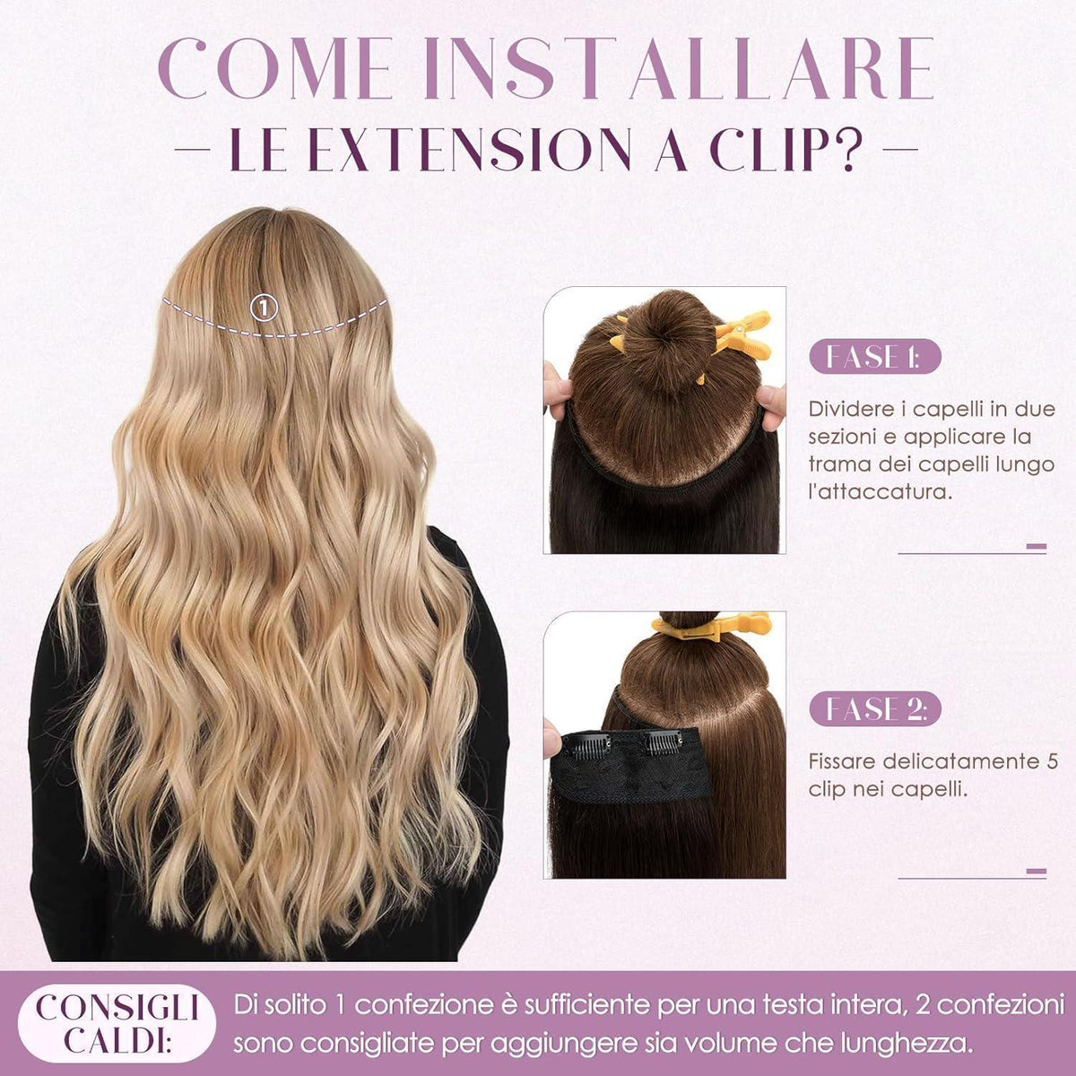 Clip-in Echthaarverlängerung Dunkelbraun 50cm