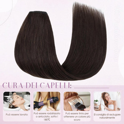 Clip-in Echthaarverlängerung Dunkelbraun 50cm