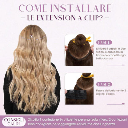 Clip-in Echthaarverlängerung Mittelbraun 35cm