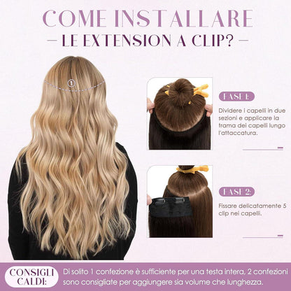 Clip-in Haarverlängerung Dunkelbraun, 40cm Remy Echthaar