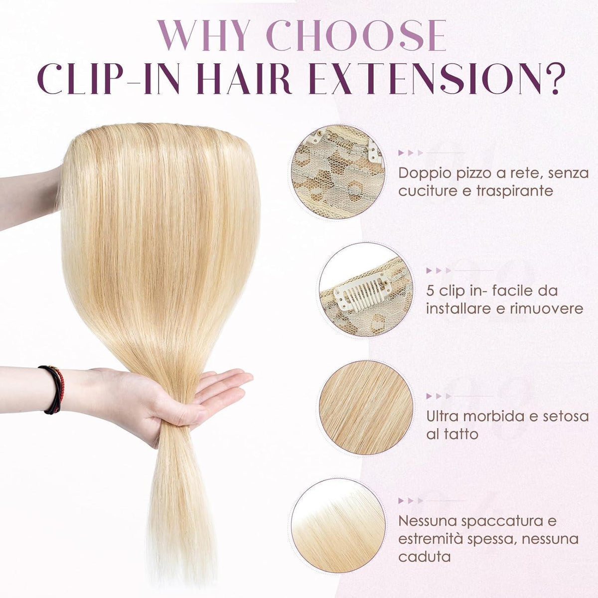 Clip-in Haarverlängerung Blond 35cm – Remy Echthaar #18/613