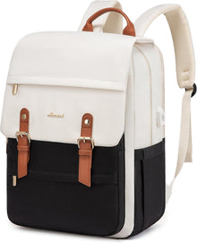 Schulrucksack LOVEVOOK Mädchen Damen 15,6 Zoll Wasserdicht Beige