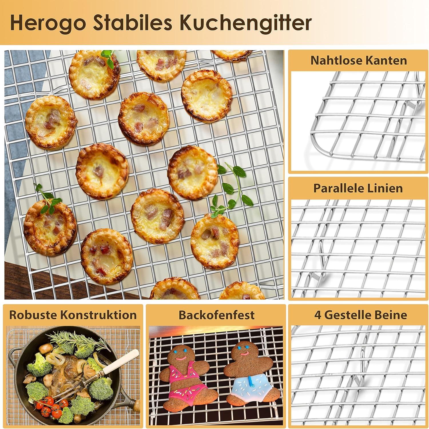 Backblech mit Abkühlgitter aus Edelstahl, Backform Set, 31,4 x 24,6 cm