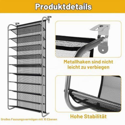 Verstellbares Schuhregal über Tür – 10-Tier Organizer