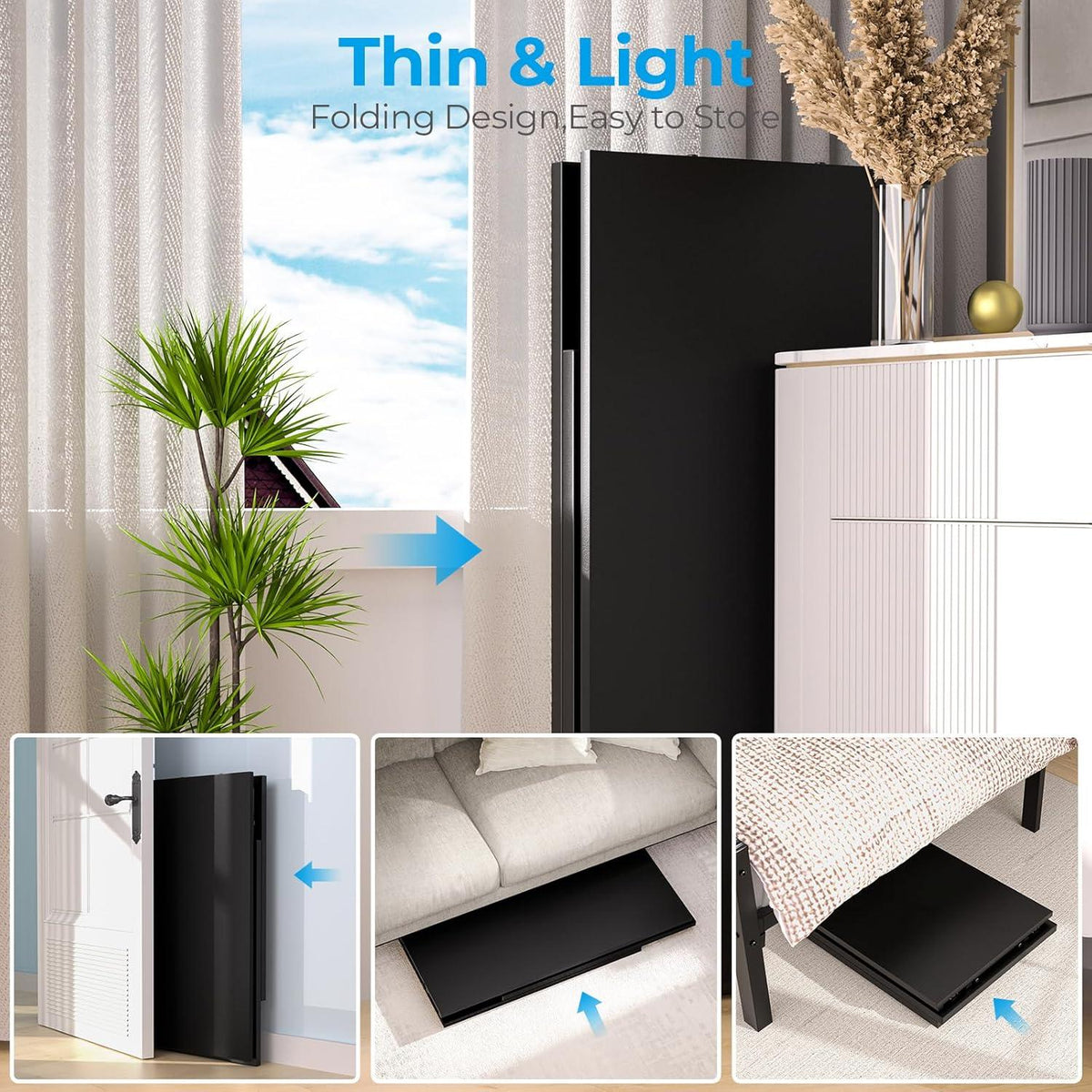 Klappbarer Schreibtisch 100x48 cm Schwarz, Keine Montage, Stabil, Platzsparend