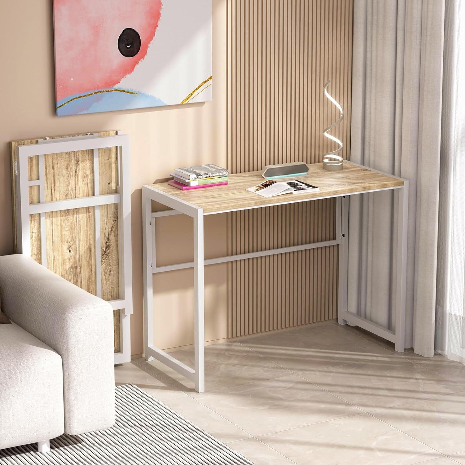 Kleiner Klappbarer Schreibtisch 100x48cm Beige Home Office