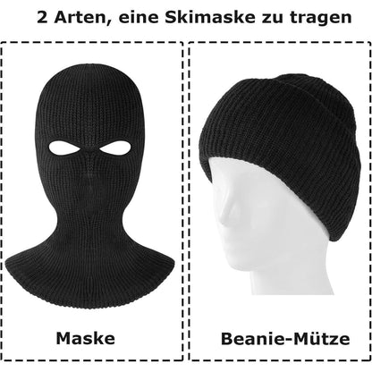 Gestrickte Sturmhaube mit Löchern – Ski & Outdoor Wintermaske