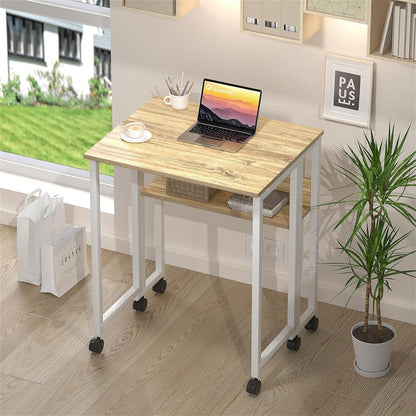 Kleiner klappbarer Schreibtisch mit Rollen und Stauraum, 63