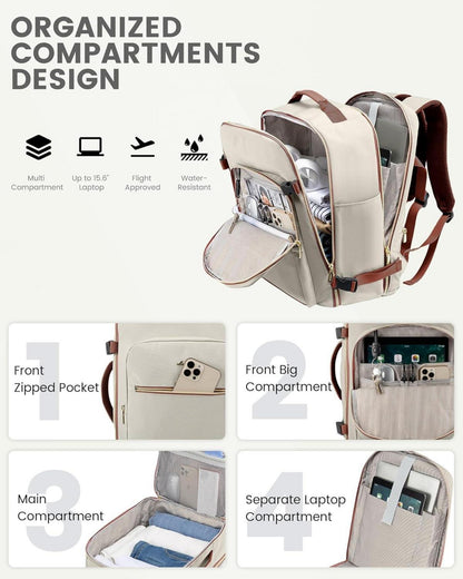 Handgepäck Rucksack 40L Damen Reiserucksack Wasserdicht 17 Zoll Laptop