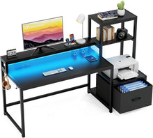 Computer Schreibtisch mit Schublade und LED-Leuchten 175 cm