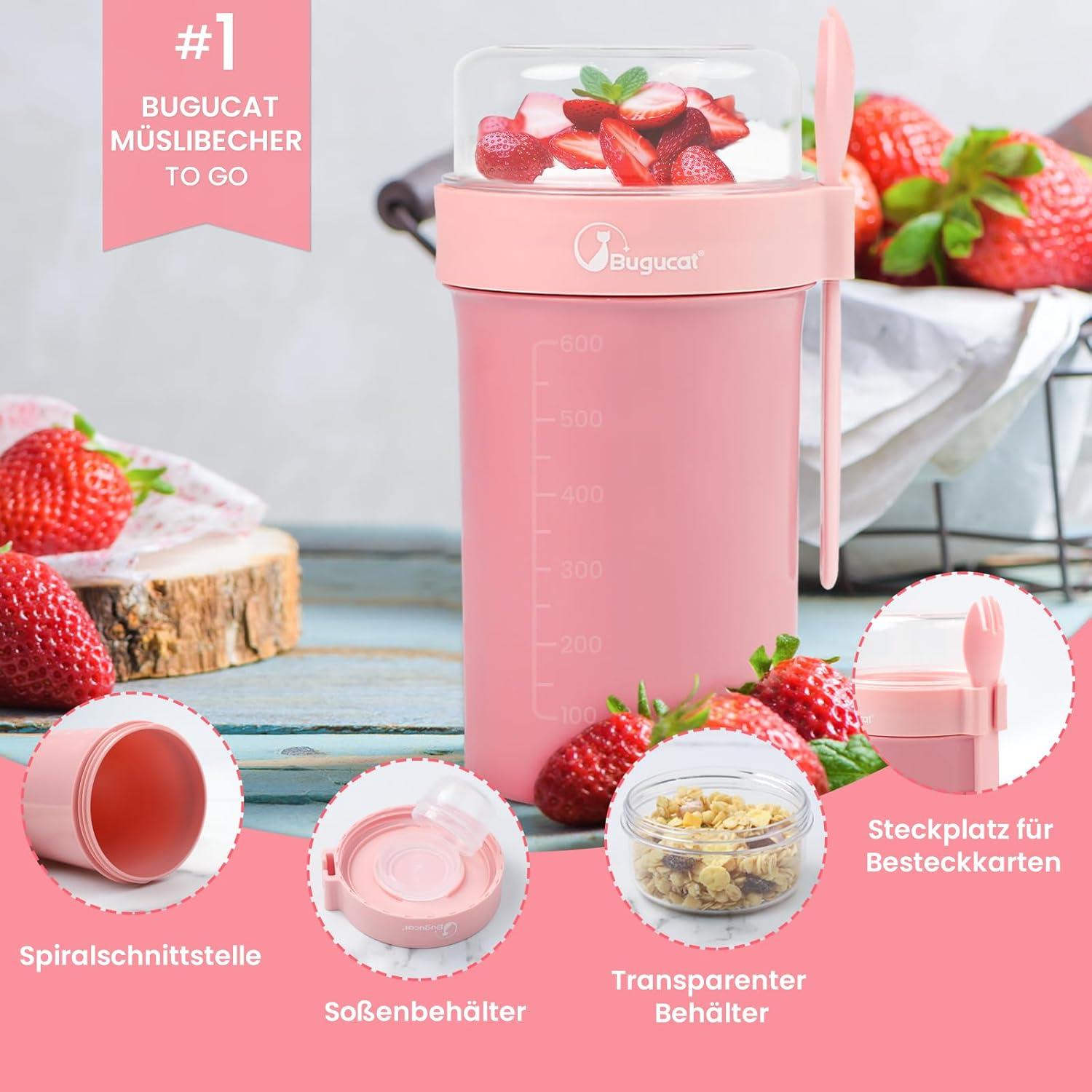 Müslibecher to Go 2er Set mit Löffel und Saucenbehälter